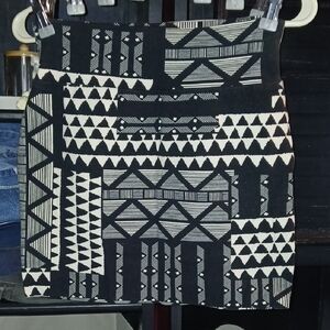 love, Fire Geometric Black and White Mini Skirt